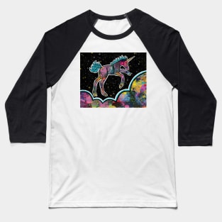 Galaxy Dancing Unicorn - Pink and Blue Baseball T-Shirt